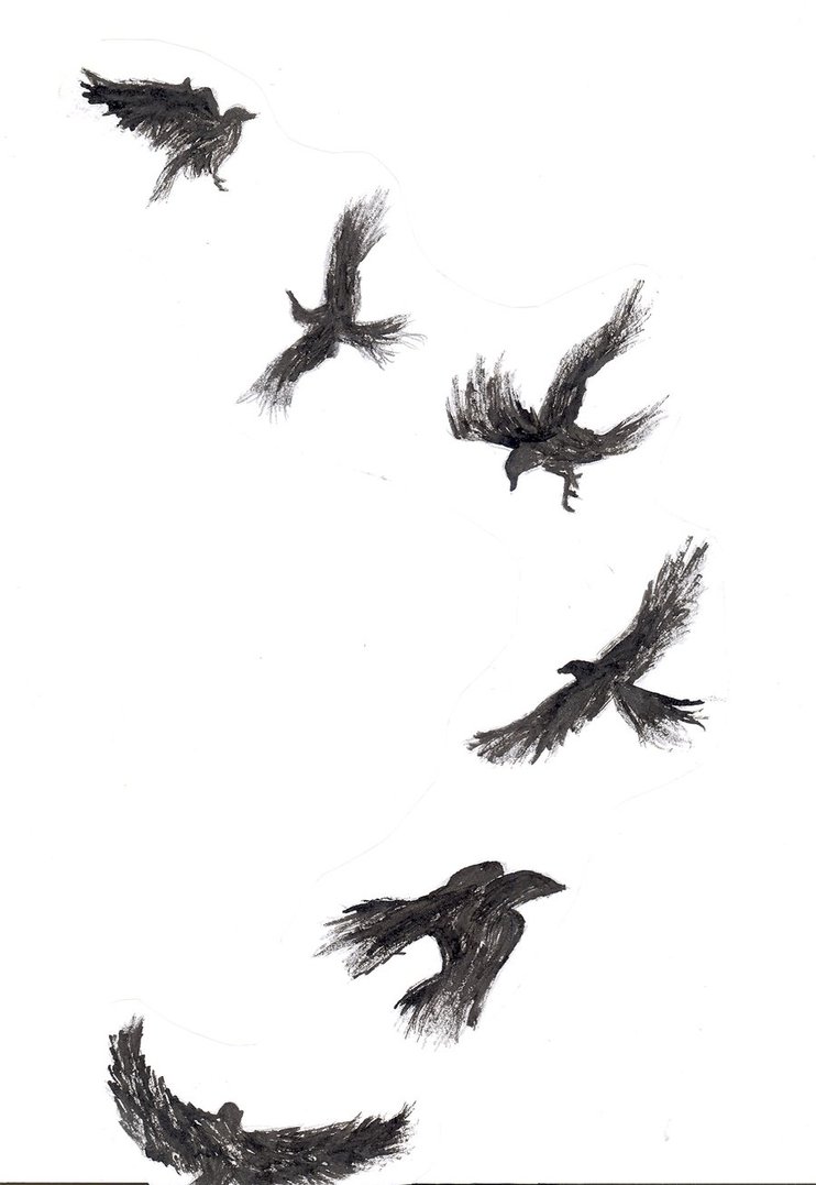 742x1077 Flying Crows Tattoos Designs