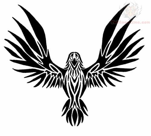 500x450 Flying Raven Tribal Tattoo Design Tattoos Raven Tattoo, Tribal