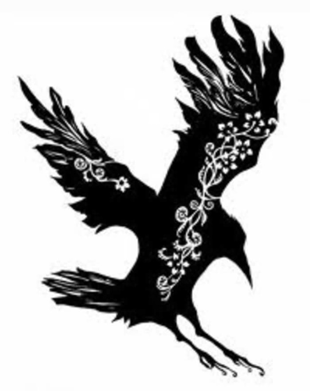 635x800 Outstanding Flying Black Crow Tattoo Design Graphics