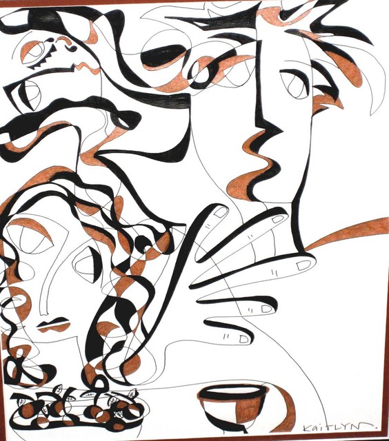 564x640 Three Is A Crowd Pen Drawing