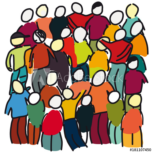 500x500 Crowd Of People Hand Drawing On White Simple Background