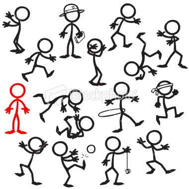 380x379 a lone stickfigure standing out in a crowd, looking and feeling