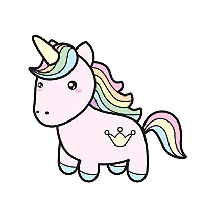 425x425 Rainbow Hair Cute Unicorn With Crown Tattoo