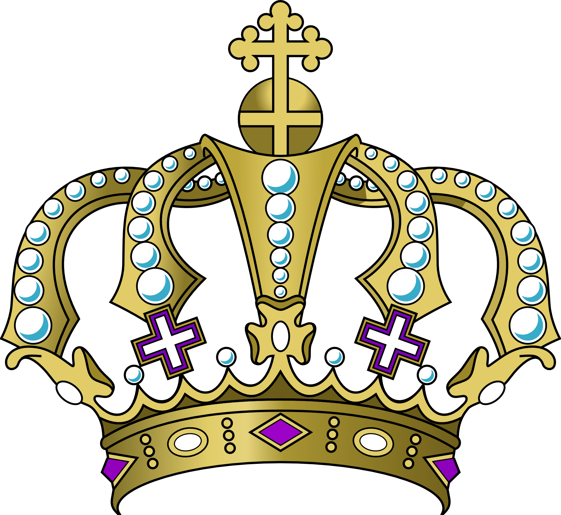 1920x1762 Drawing Of Golden Crown With Jewels Free Image