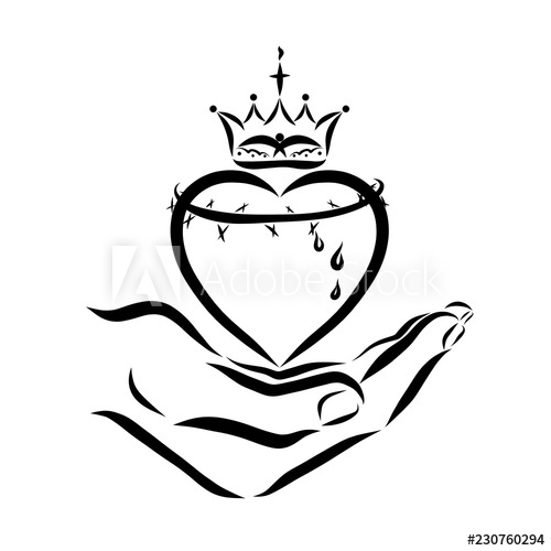 500x500 Heart With A Crown Of Thorns And A Crown In Hand