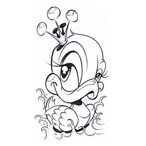 500x500 Outline Duck With Crown Tattoo Design