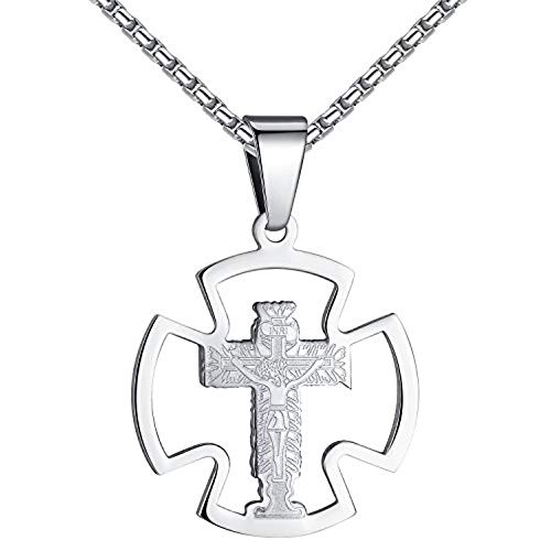 500x500 Stainless Steel Small Jesus Christ Crucifix Cross Pendant Necklace