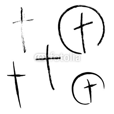 400x400 Vector Set Crucifix Cross Hand Drawn Paint Brush Grunge Christian