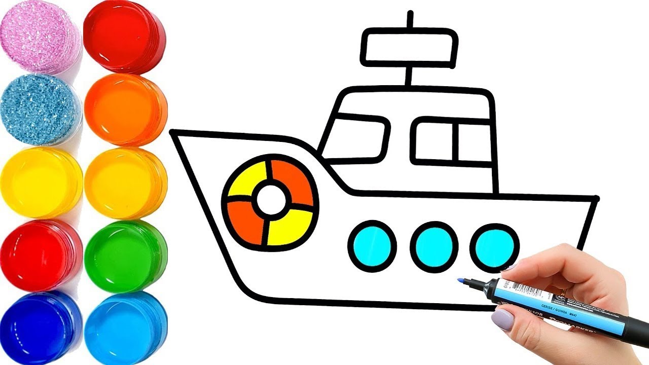 1280x720 Toy Cruise Ships House Coloring And Drawing Learn Colors