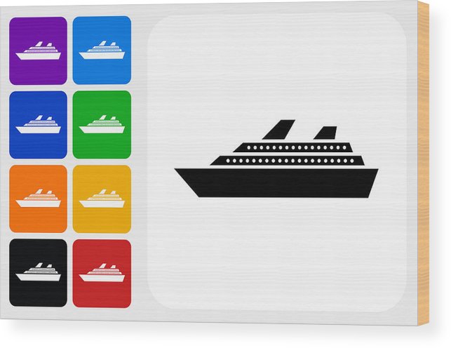 643x496 Cruise Ship Icon Square Button Set Wood Print