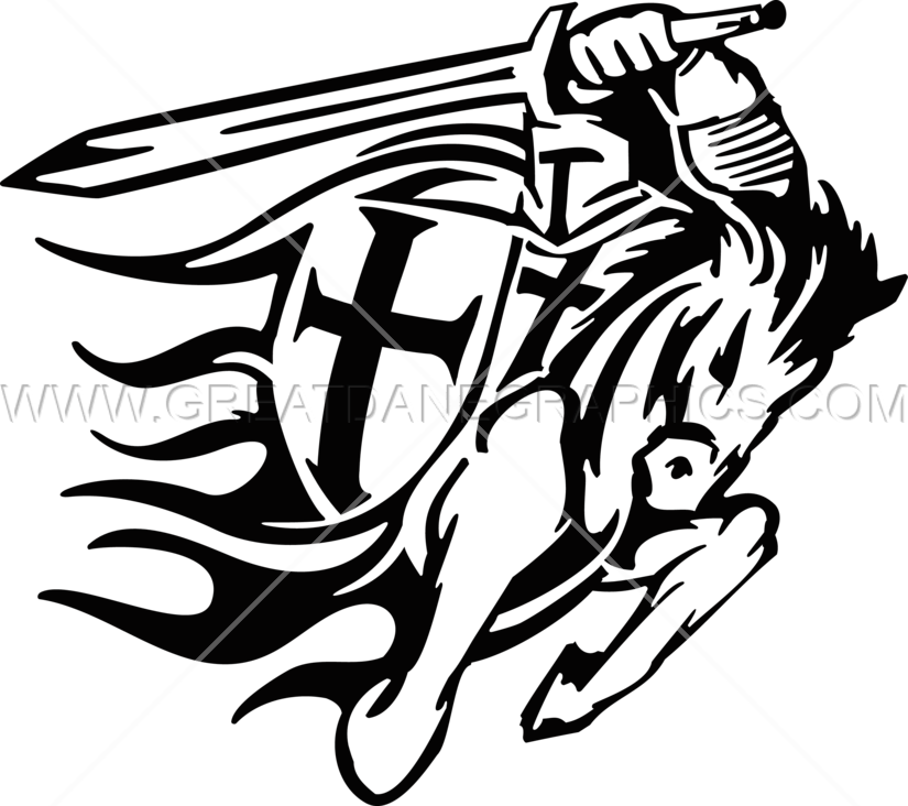 825x732 crusader on horse production ready artwork for t shirt printing