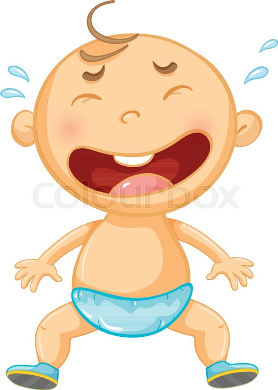 569x800 Little Baby Crying On White Background Stock Vector Colourbox
