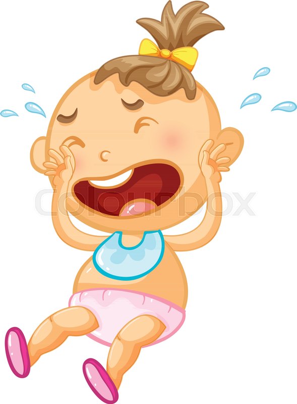 589x800 Baby Girl Crying On White Background Stock Vector Colourbox