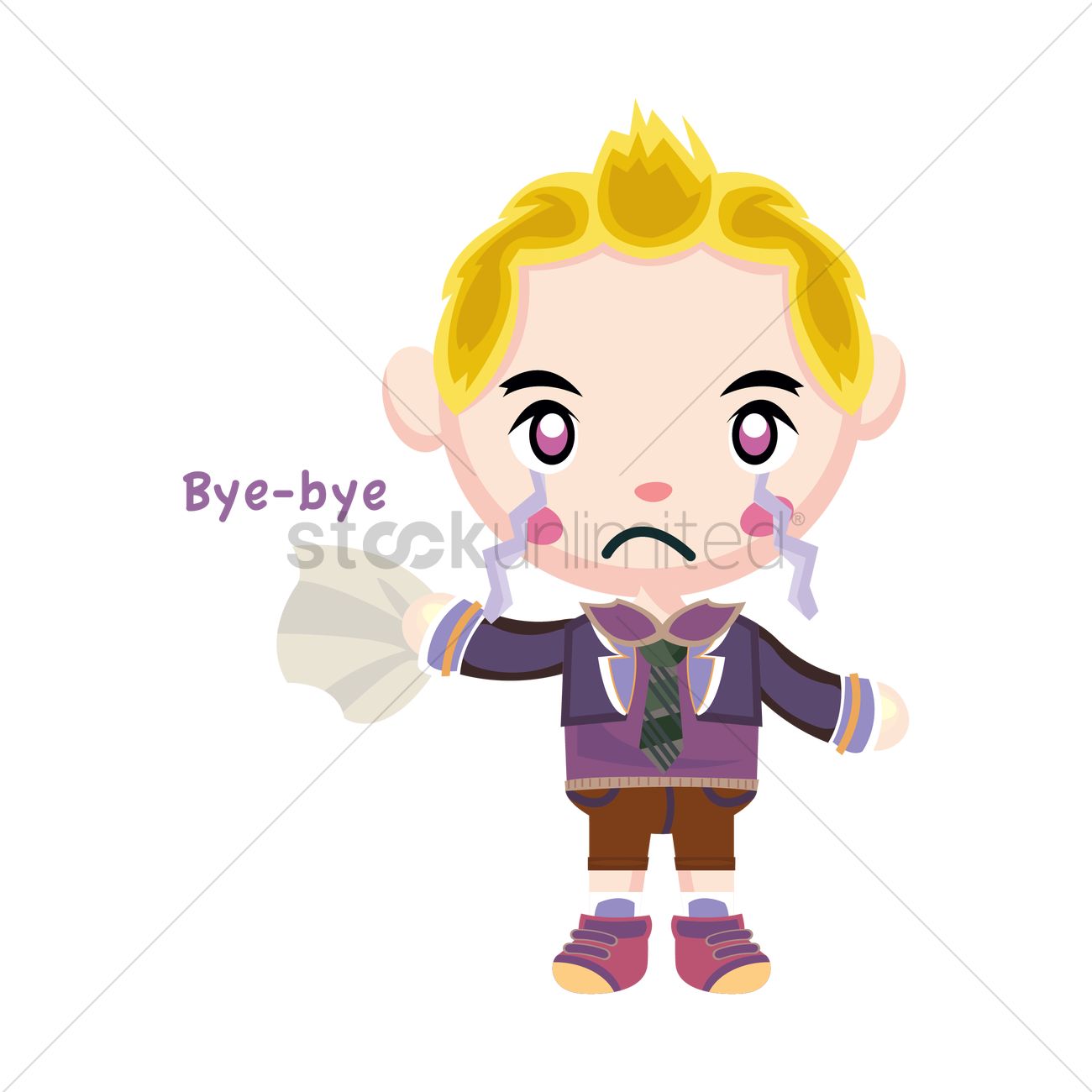 1300x1300 Crying Boy Saying Bye Vector Image