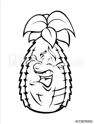 381x500 Crying Cartoon Pineapple Vector Drawing