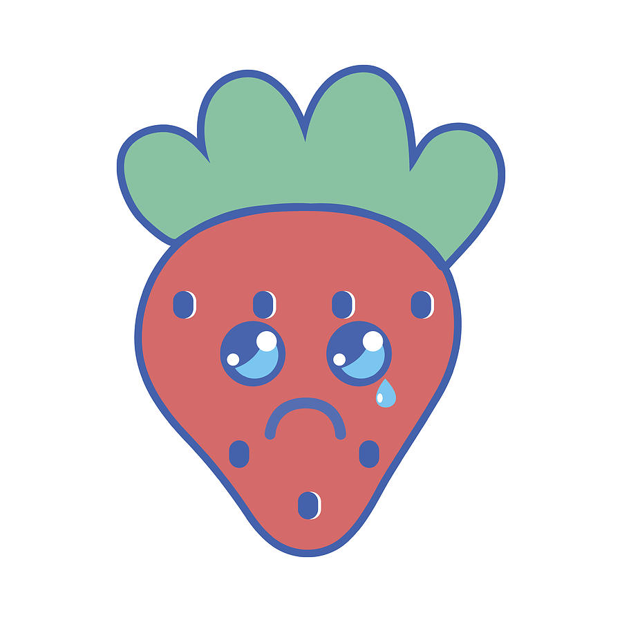 900x900 Kawaii Cute Crying Strawberry Fruit Drawing