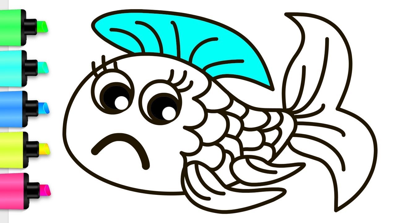 1280x720 Coloring For Baby With Crying Fish