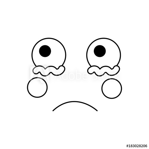 500x500 Sad Crying Face Emoji Icon Image Vector Illustration Design