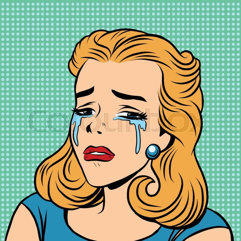 800x800 Emoji Retro Tears Cry Girl Emoticons Stock Vector Colourbox