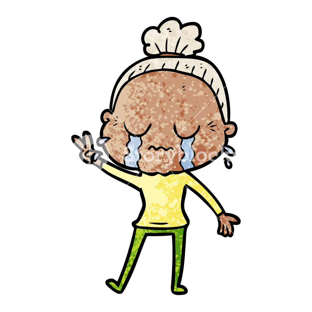 1000x1000 Cartoon Crying Old Lady Royalty Free Stock Image