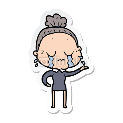 400x400 Sticker Of A Cartoon Crying Old Lady Buy Photos Ap Images