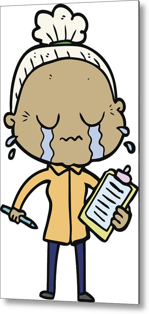 490x1032 Cartoon Crying Old Lady Metal Print