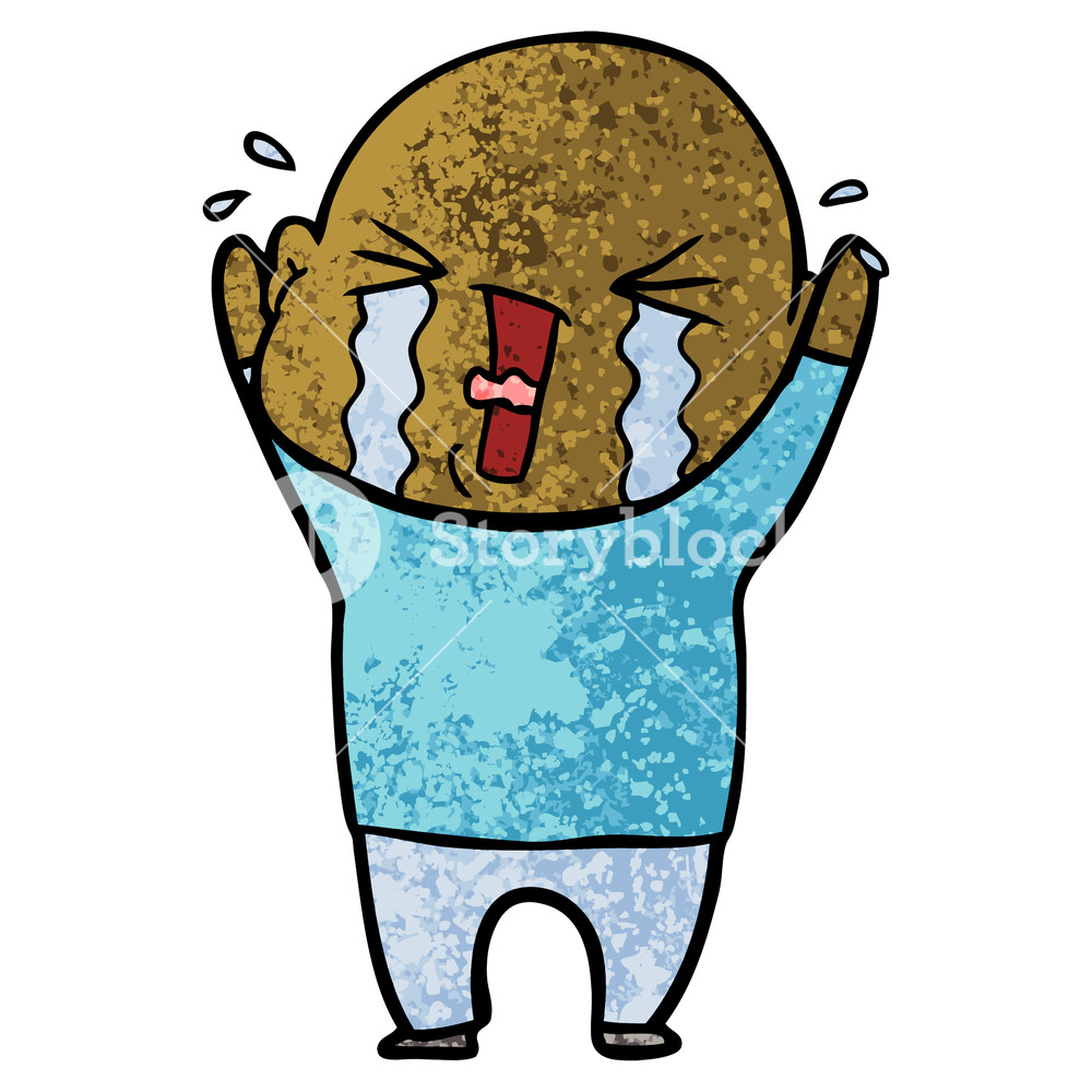 1000x1000 Cartoon Crying Bald Man Royalty Free Stock Image