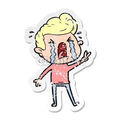 400x400 Distressed Sticker Of A Cartoon Crying Man Buy Photos Ap