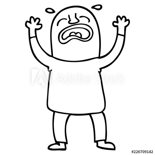 500x500 Line Drawing Cartoon Crying Man