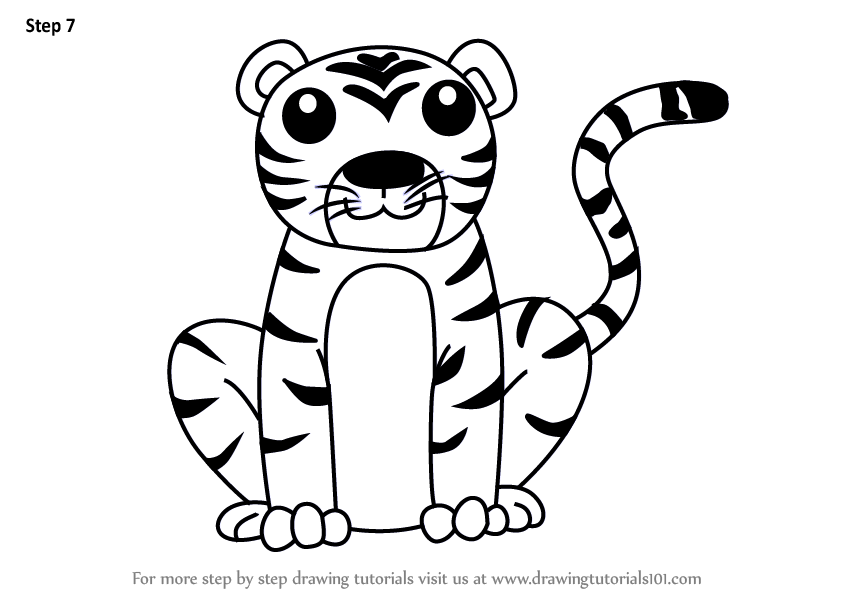 844x598 Learn How To Draw A Cartoon Tiger Cub