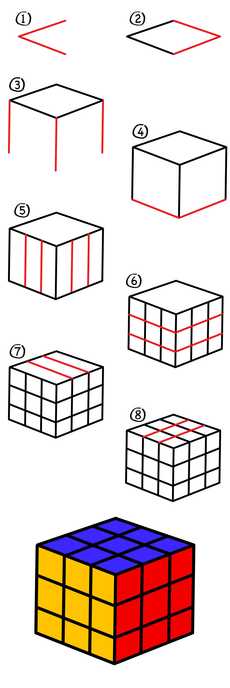 750x2235 how to draw a rubik's cube