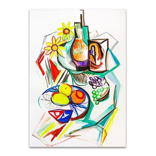 600x600 fruits cubism wall art print stretched canvas prints