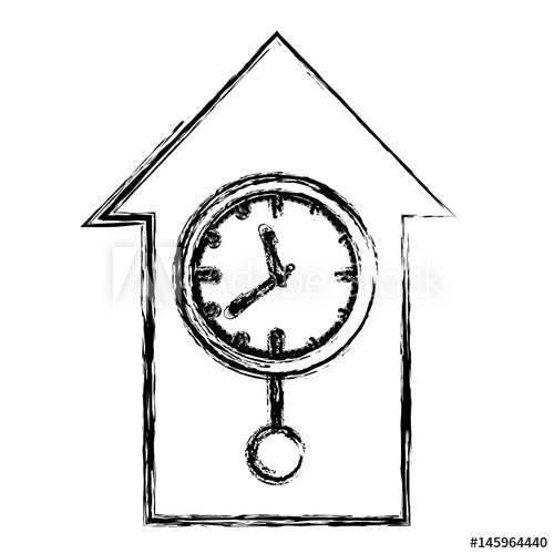 500x500 Monochrome Blurred Silhouette With Cuckoo Clock Vector
