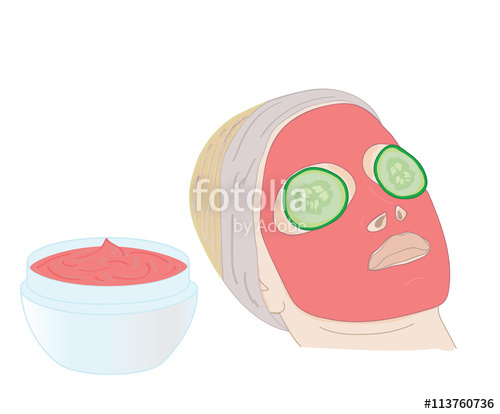 500x414 beautiful women with cosmetic mask on her face with cucumber