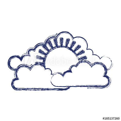 500x500 cloud cumulus and sun flat icon in dark blue blurred silhouette