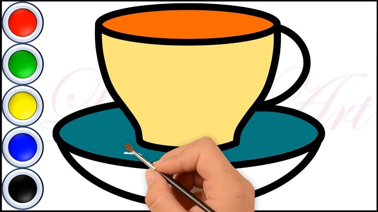 1280x720 Coloring Cup And Saucer Drawing Painting And Drawing For Kids