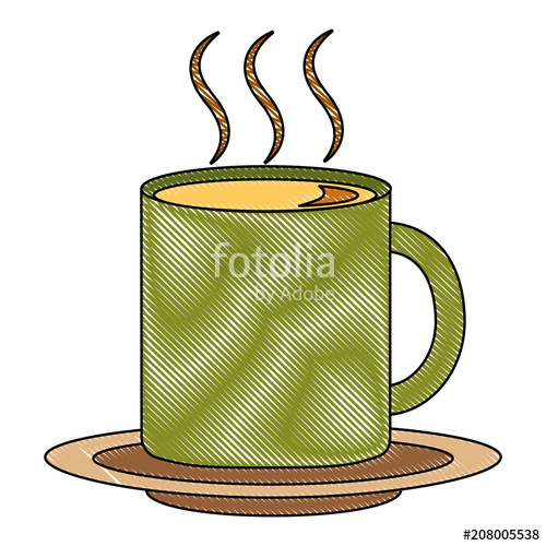 500x500 Coffee Cup Hot Fresh Aroma On Saucer Vector Illustration Drawing