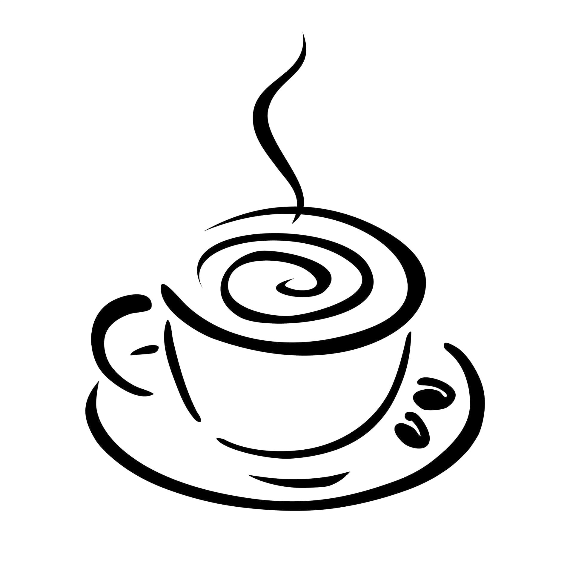1899x1899 Coffee Cup Drawing Free Clip Art Black White