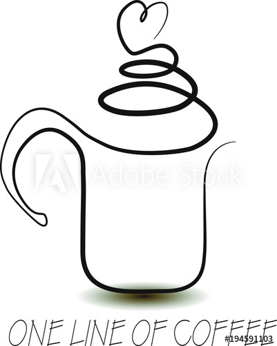 401x500 A Cup Of Coffee, A Drawing In One Line