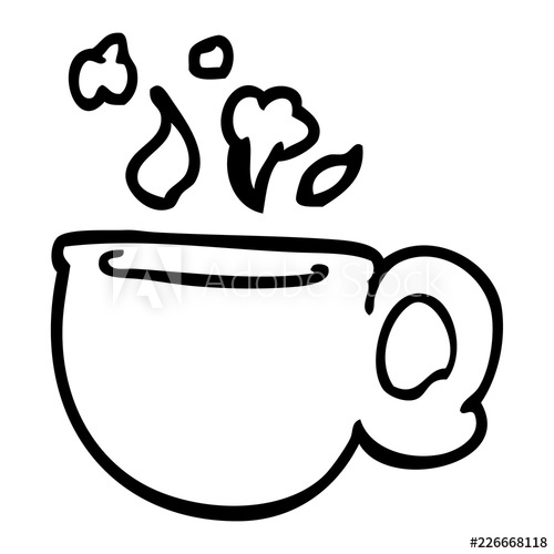 500x500 Line Drawing Cartoon Steaming Cup