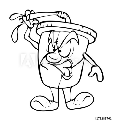 467x500 Angry Cartoon Paper Cup Vector Drawing