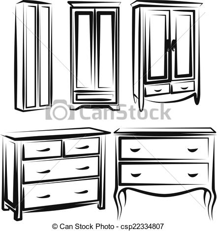 441x470 simple vector illustration of a wardrobe sketch