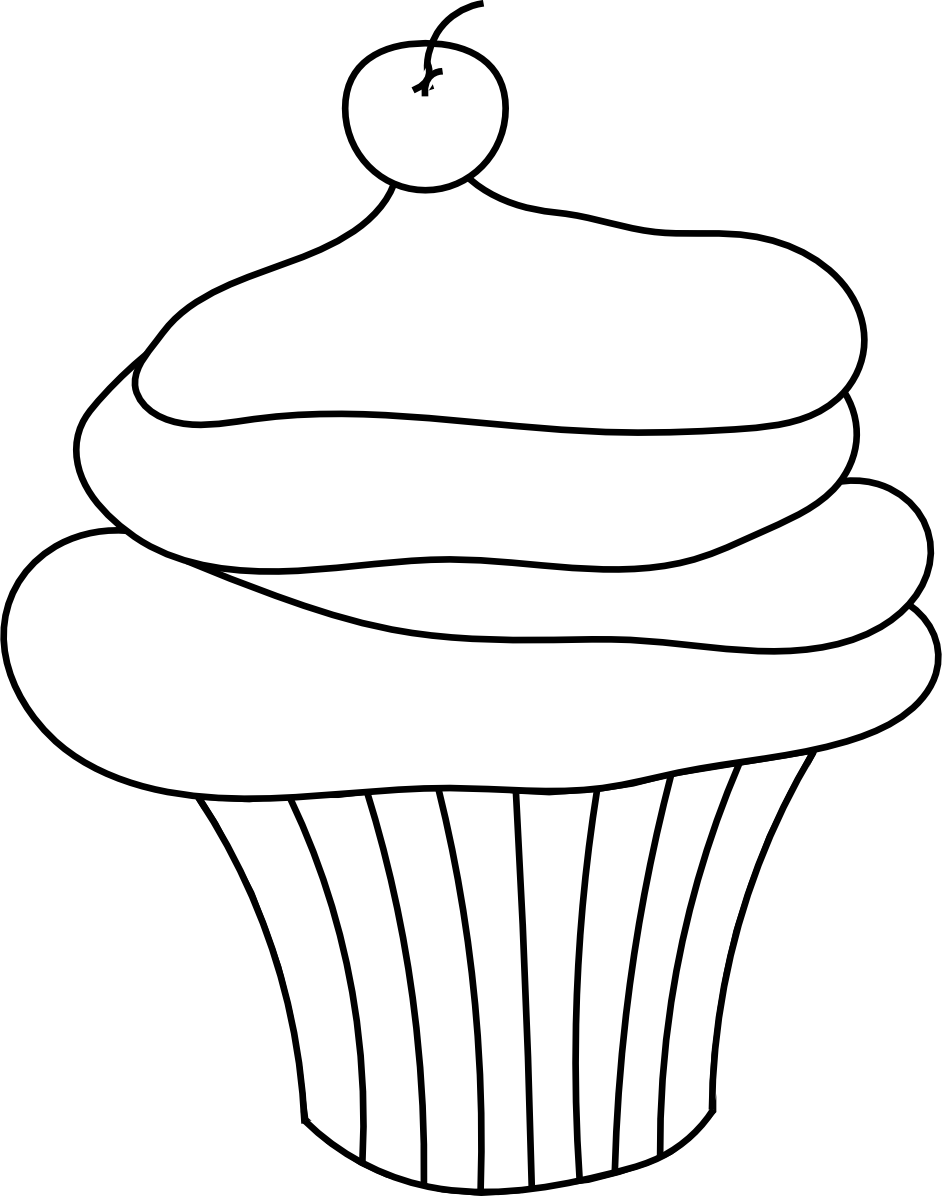 942x1196 Cupcake Black And White Cupcake Outline Clipart Black And White