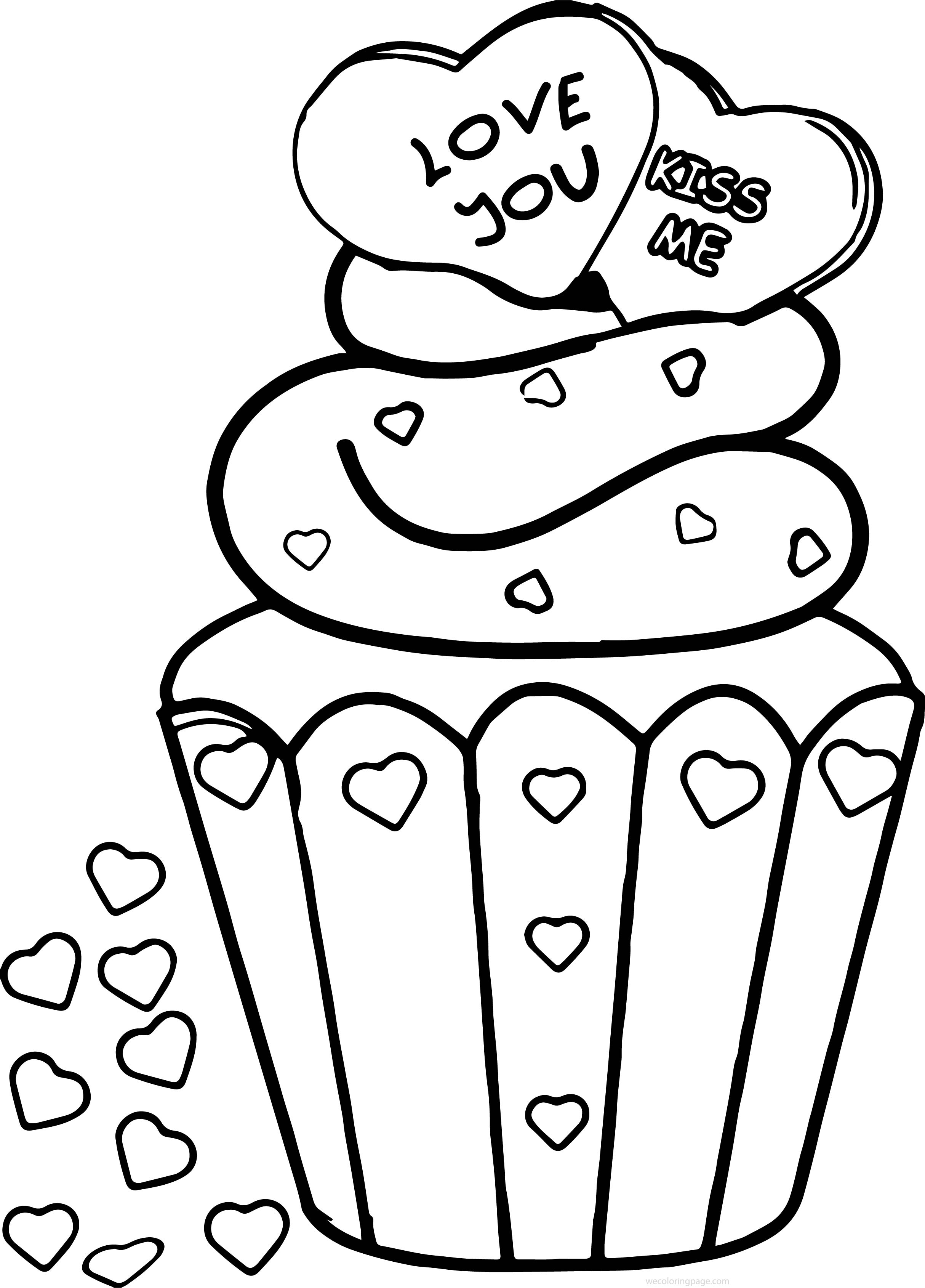 2428x3379 Illustration Of A Valentine Cupcake With Love You And Kiss Me