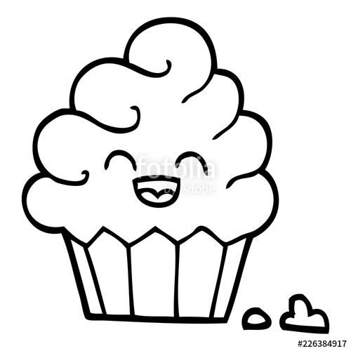 500x500 Black And White Cartoon Cupcake Stock Image And Royalty Free