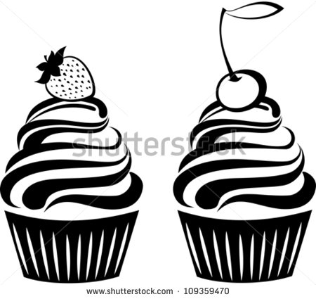 450x425 Black And White Cupcake Vector Art Images