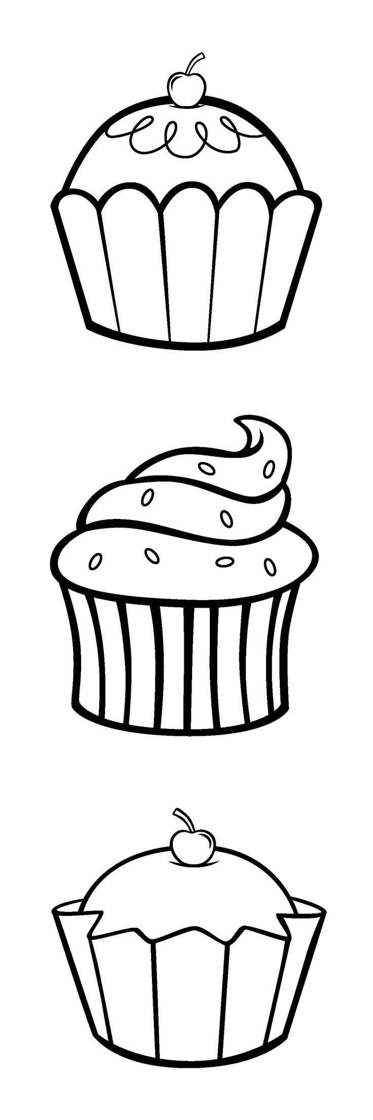 736x2208 Ez Easy Coloring Pagez Cupcake Template