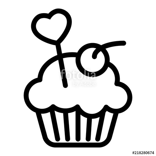 500x500 Delicious Cupcake, Muffin Line Icon Creamy Cake Vector