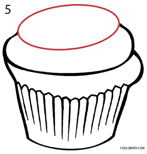 500x523 How To Draw A Cupcake Cupcake Drawing Line Art Watercolor Painting