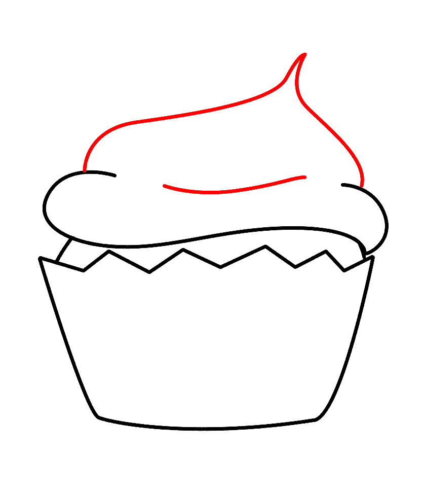 833x970 How To Draw A Kawaii Cupcake